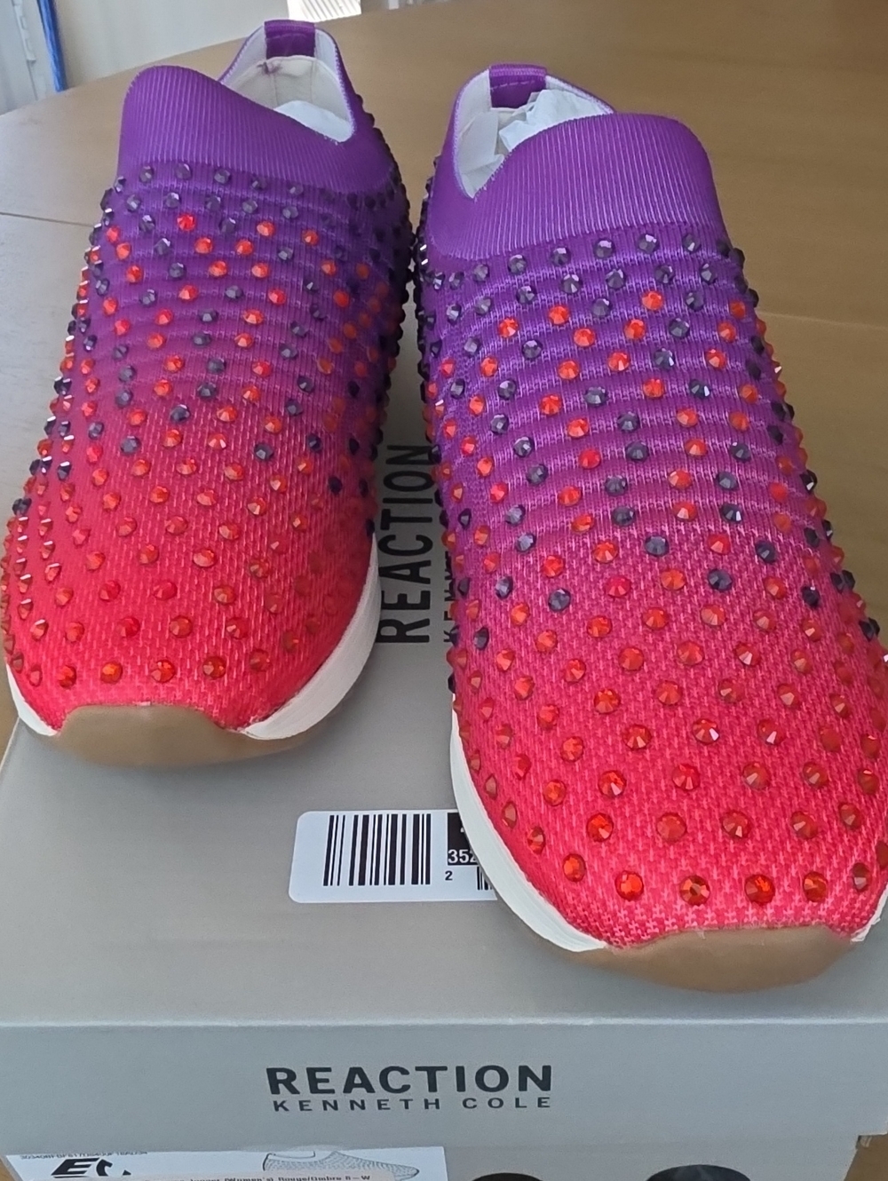Kenneth Cole Reaction Joggers Women's Slip-On Ombre Studded Sneakers -Purple/Red